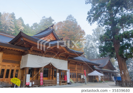 Shinshu神社和寺廟朝霧穗高神社安曇野市 Shinshu神社和寺廟朝霧穗高神社安曇野市 35839680