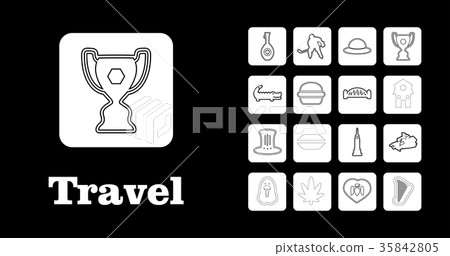 Travel Line Icons for Web and Mobile. Thin line 35842805