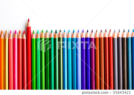 leadership concept with one pencil standing out of crowd of othe 35843421