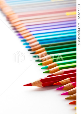 leadership concept with one pencil standing out of crowd of othe leadership concept with one pencil standing out of crowd of othe 35843424
