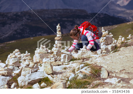 tourist girl at the Dolomites 35843436
