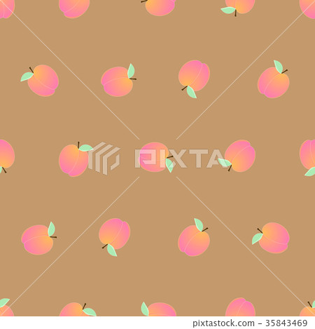 Peach Seamless on Brown Background. Vector Peach Seamless on Brown Background. Vector 35843469