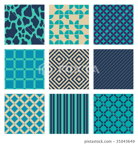 Set of Turquoise Blue Beige Ornaments 35843649