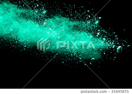 abstract green dust explosion on black background abstract green dust explosion on black background 35845655