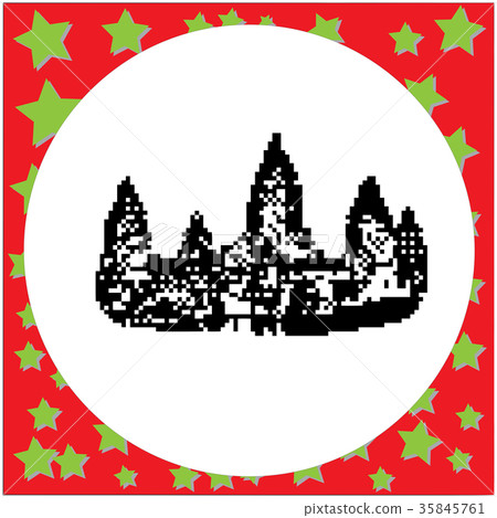 Angkor Wat in Cambodia black 8-bit  vector 35845761