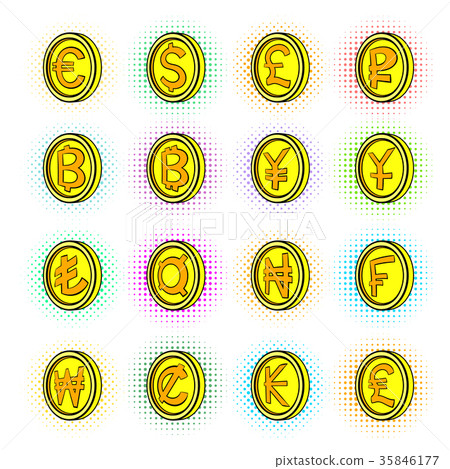 Currency icons set, pop-art style 35846177