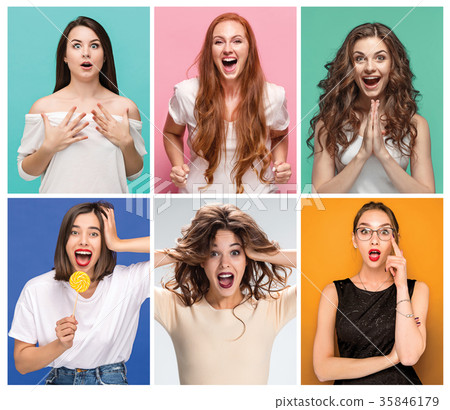 collage of photos of attractive smiling women 35846179