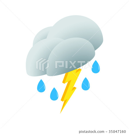 Cloud with lightning icon, isometric 3d style  35847160
