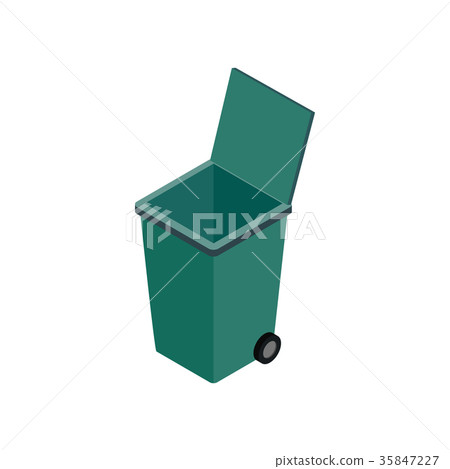 Open green garbage container icon  35847227