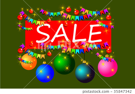 New Year's sale with flags and balls 35847342