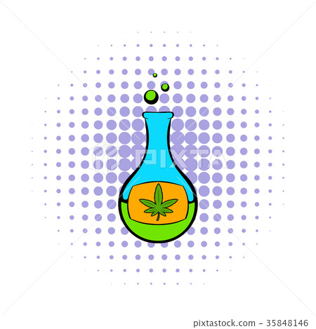 Chemical test tube with marijuana leaf icon 35848146