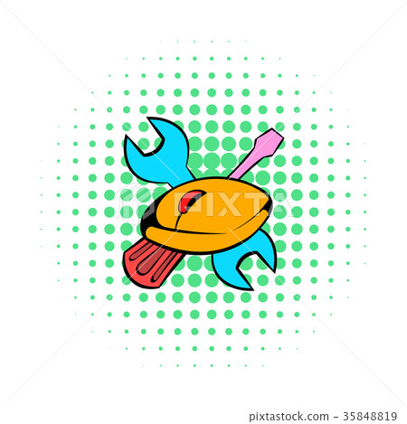 Tools and mouse icon, comics style 35848819