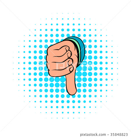 Thumb down gesture icon, comics style Thumb down gesture icon, comics style 35848823
