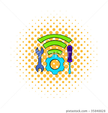 Tools and wifi icon, comics style Tools and wifi icon, comics style 35848828