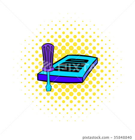 Screwdriver and hdd icon, comics style Screwdriver and hdd icon, comics style 35848840