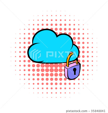 Cloud security icon, comics style Cloud security icon, comics style 35848841