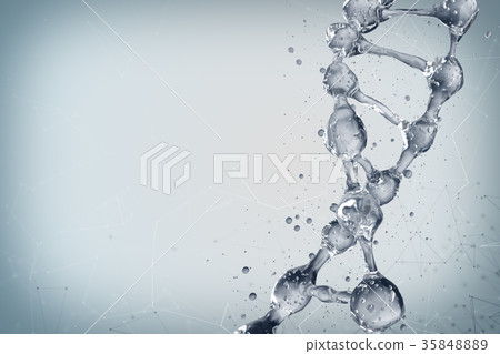 3d illustration of DNA molecule model from water. 3d illustration of DNA molecule model from water. 35848889