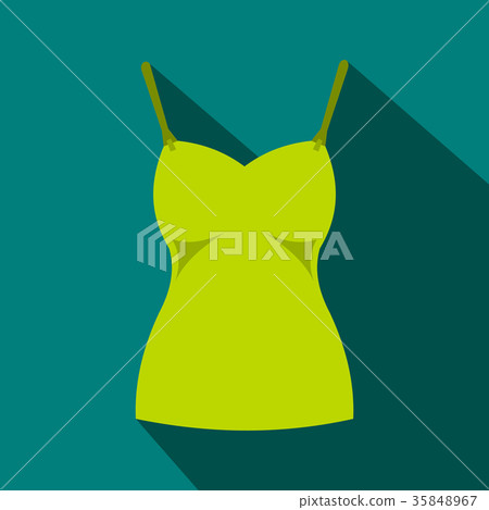 Green womans tank top icon, flat style 35848967