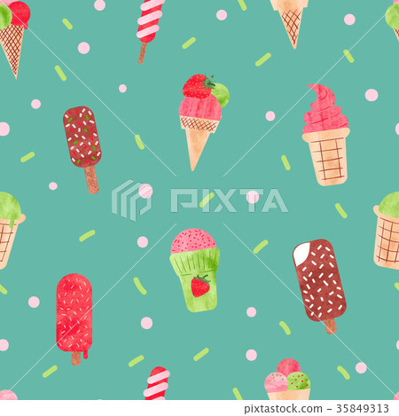 Watercolor ice cream seamless pattern Watercolor ice cream seamless pattern 35849313