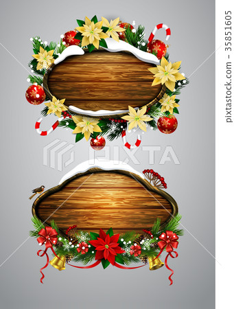 Vector wooden christmas board Vector wooden christmas board 35851605