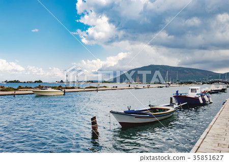 Traditional Greek fishing boats on the waterfront 35851627