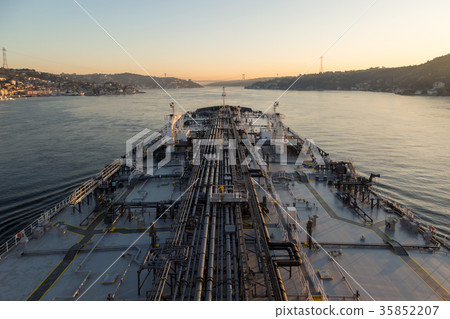Big tanker is proceeding through Bosphorus strait. Big tanker is proceeding through Bosphorus strait. 35852207