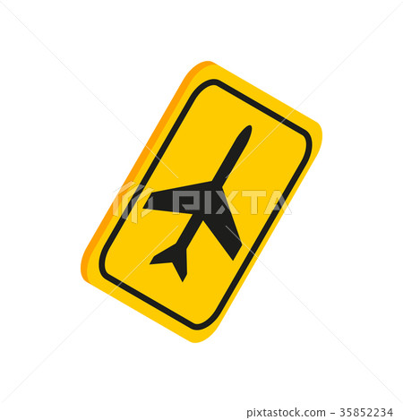 Airport yellow sign icon, isometric 3d style Airport yellow sign icon, isometric 3d style 35852234