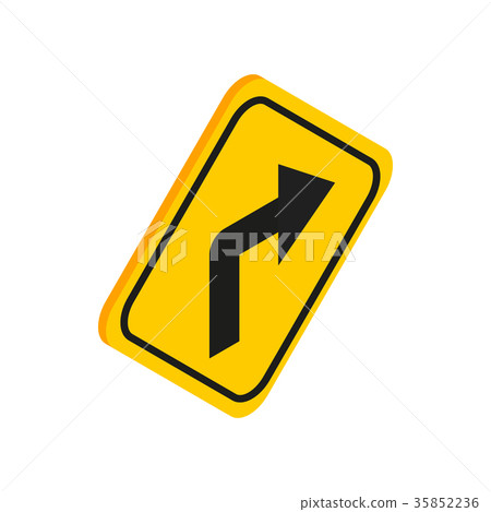 Turn right traffic sign icon, isometric 3d style 35852236