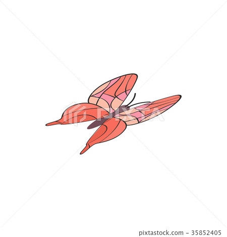 Red butterfly icon, isometric 3d style Red butterfly icon, isometric 3d style 35852405