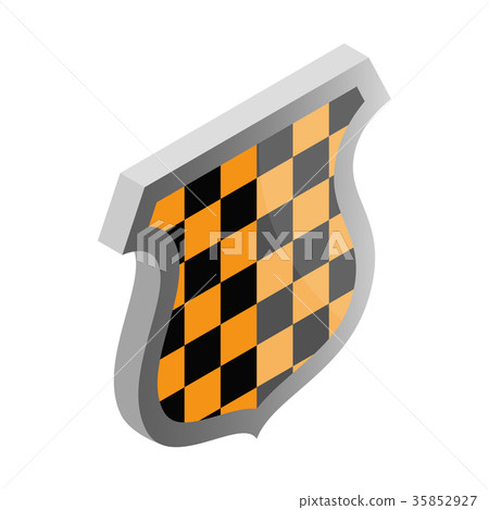 Black and yellow shield icon, isometric 3d style Black and yellow shield icon, isometric 3d style 35852927