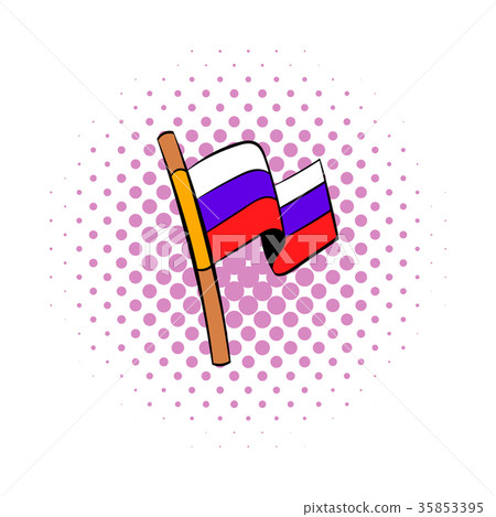 Flag of Russia icon, comics style Flag of Russia icon, comics style 35853395