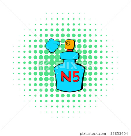 Bottle of Chanel No5 perfume icon, comics style 35853404