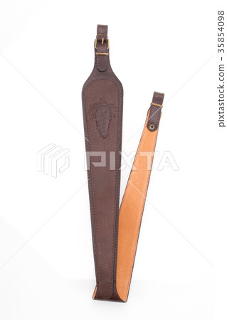 armored brown leather belt on white background armored brown leather belt on white background 35854098