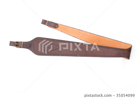 armored brown leather belt on white background armored brown leather belt on white background 35854099