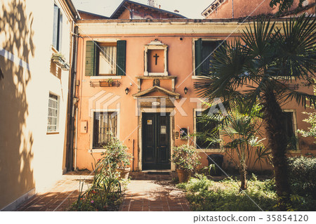 Old retro street without anyone in Italy Venice  35854120