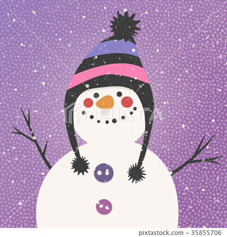 Winter holidays vector card with a cute snowman Winter holidays vector card with a cute snowman 35855706
