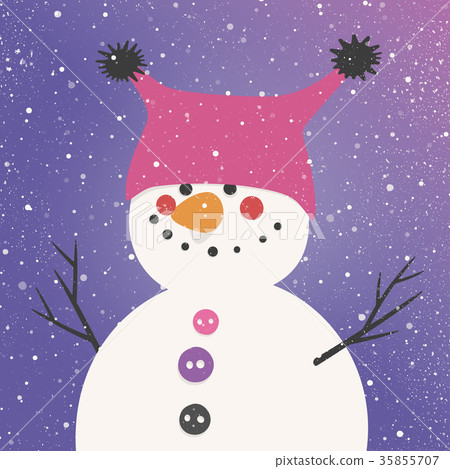 Winter holidays vector card with a cute snowman Winter holidays vector card with a cute snowman 35855707