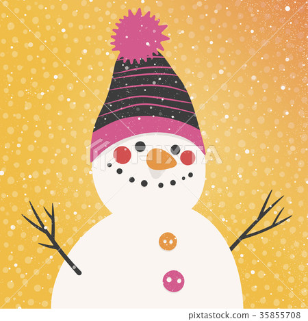 Christmas vector card with a snowman in knit hat Christmas vector card with a snowman in knit hat 35855708