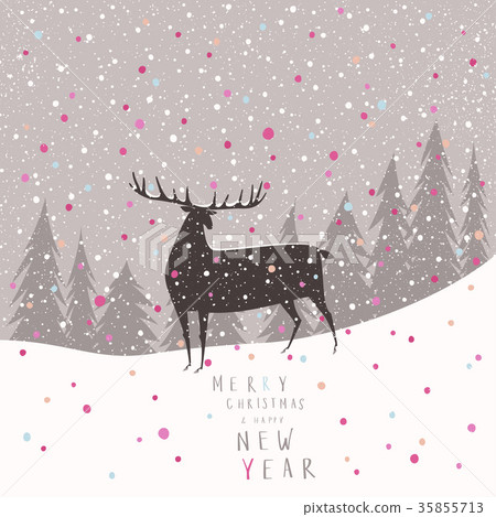 Winter holidays greeting card with a deer 35855713