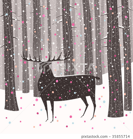 A deer in a pine tree forest at Christmas time A deer in a pine tree forest at Christmas time 35855714