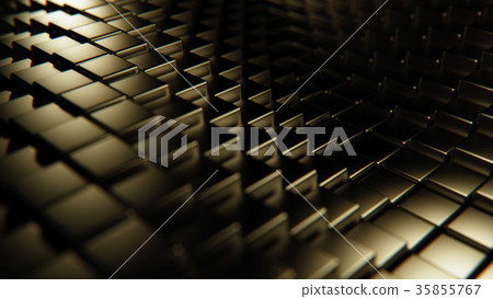 Abstract gold 3d cubes wave 3d rendering 35855767