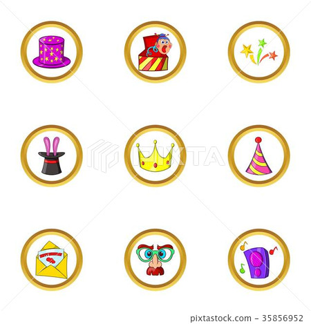 Magic night icon set, cartoon style 35856952