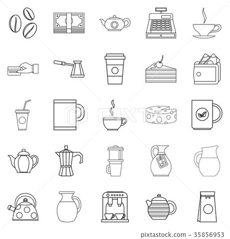 Coffee house icons set, outline style 35856953