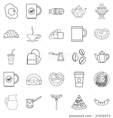 Diet icons set, outline style 35856978