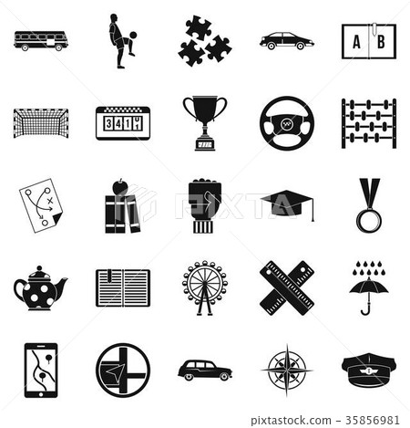 Charabanc icons set, simple style Charabanc icons set, simple style 35856981