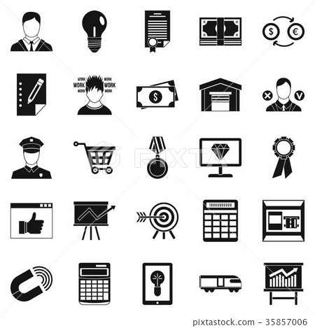 Coffers icons set, simple style Coffers icons set, simple style 35857006