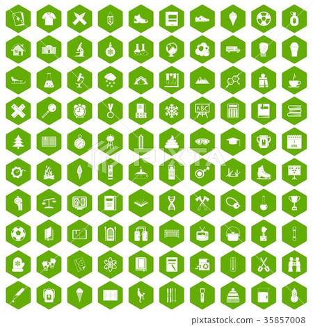 100 school years icons hexagon green 100 school years icons hexagon green 35857008