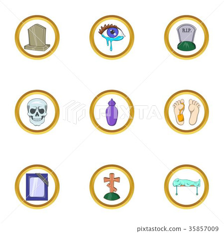 Death icon set, cartoon style 35857009