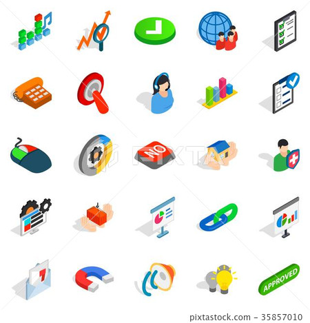 Excellent worker icons set, isometric style Excellent worker icons set, isometric style 35857010