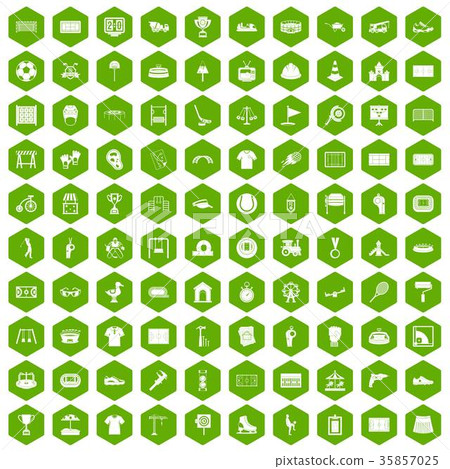 100 playground icons hexagon green 35857025